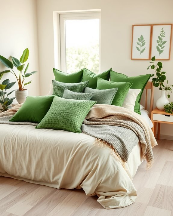 cozy green accent pillows