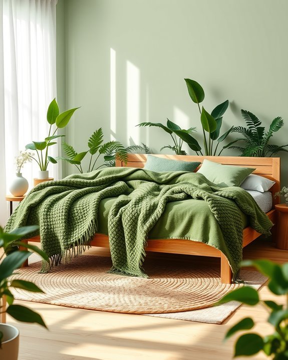 cozy green throw accents