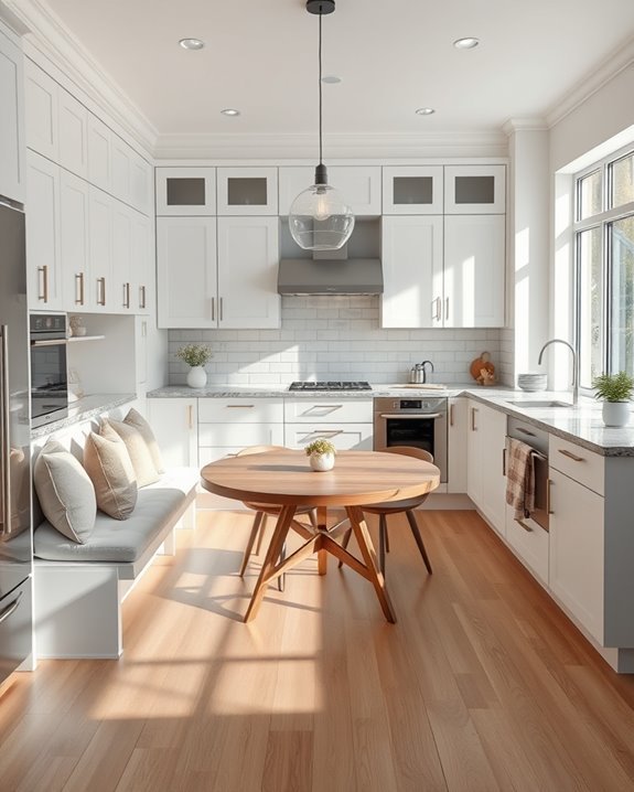 cozy integrated kitchen seating