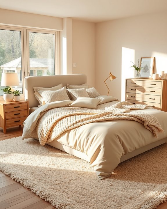 cozy layered beige bedding