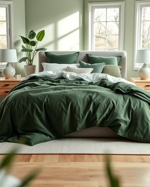 cozy layered green textiles