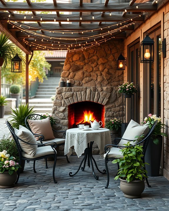 cozy outdoor fireplace ambiance