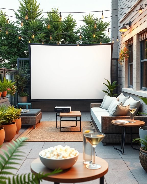cozy outdoor movie night