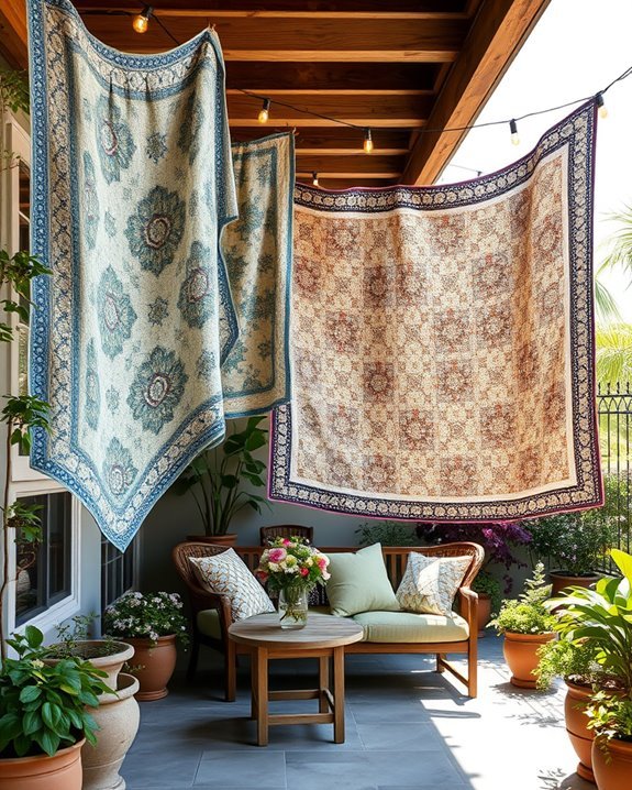 cozy outdoor quilt decor