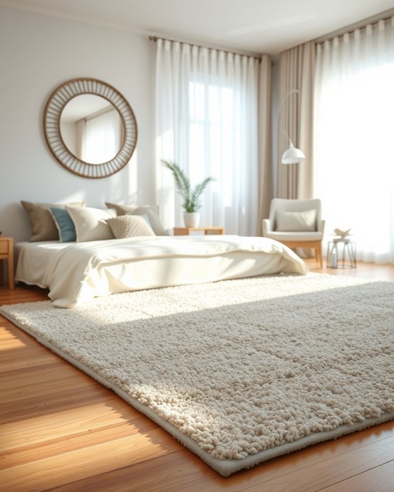cozy rug enhances bedroom ambiance