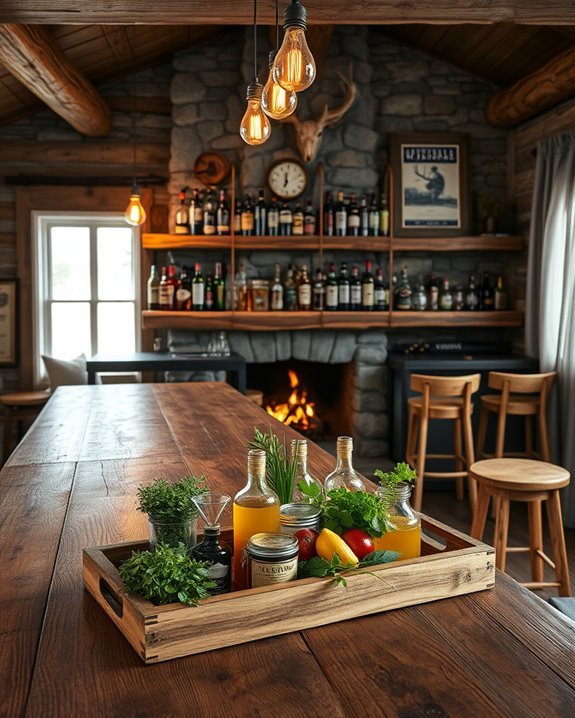 cozy rustic cabin bar
