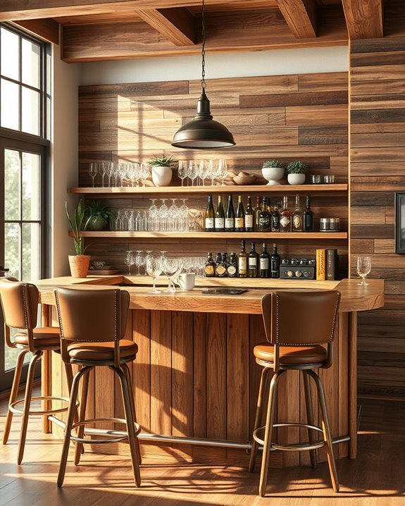 cozy rustic wooden bar