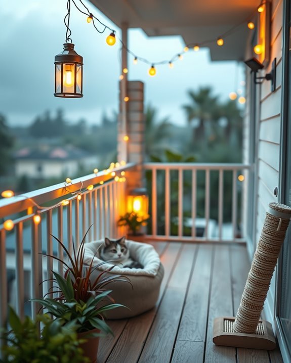 cozy safe illuminated balcony