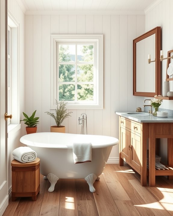 cozy shiplap bathroom design