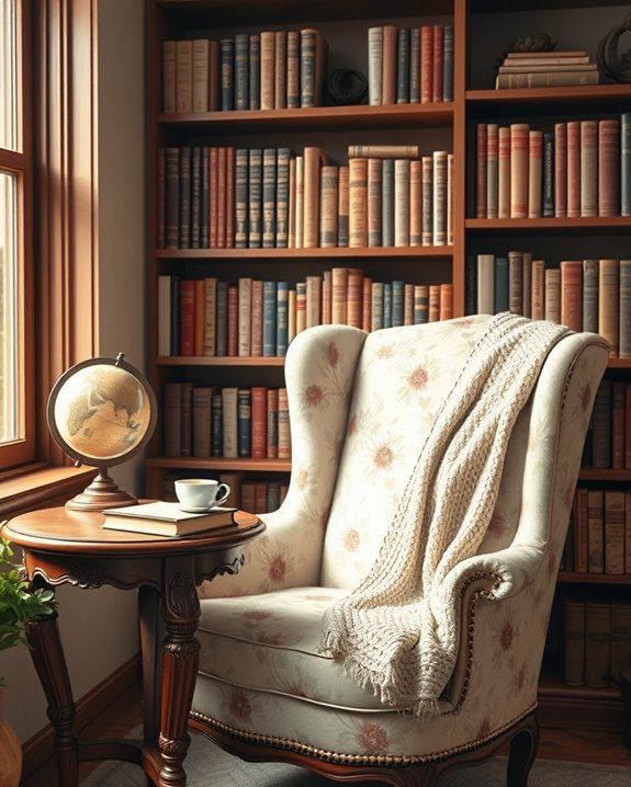 cozy vintage reading nook