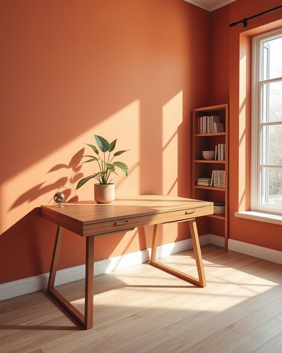 cozy warm terracotta workspace