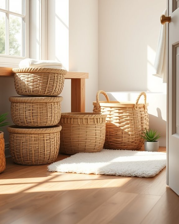 cozy wooden storage baskets