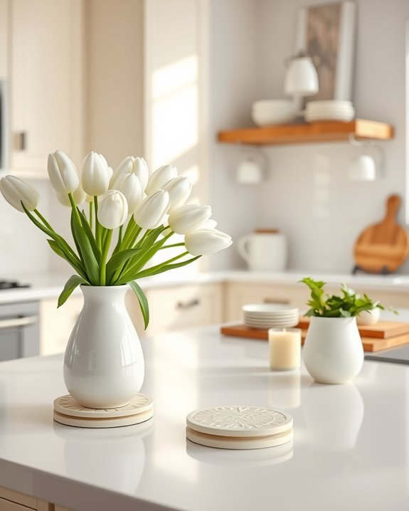 cream and white accessories