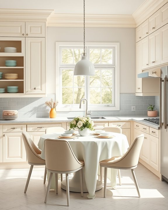 cream cabinets pastel accents
