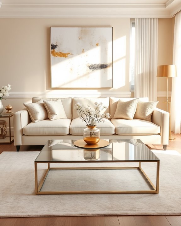 cream sofa metallic elegance