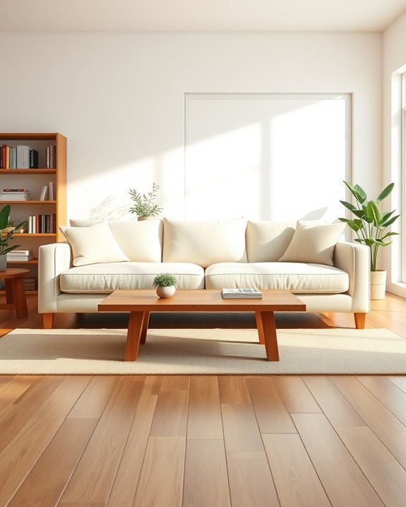 cream sofa natural wood