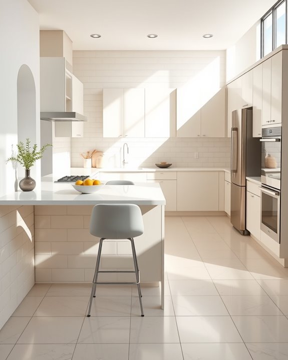 cream tiles grey grout