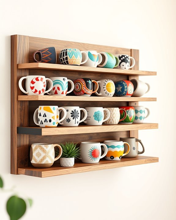 curated coffee mug display