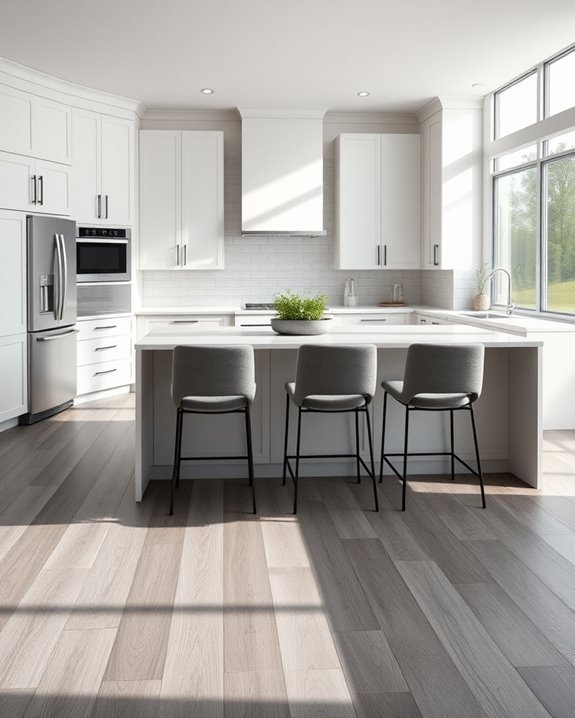 custom cabinets enhance gray floors
