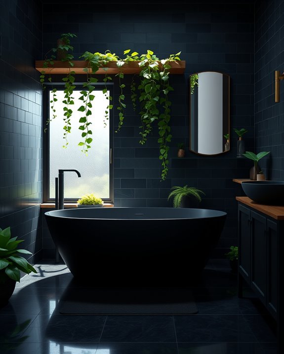 dark accents with greenery