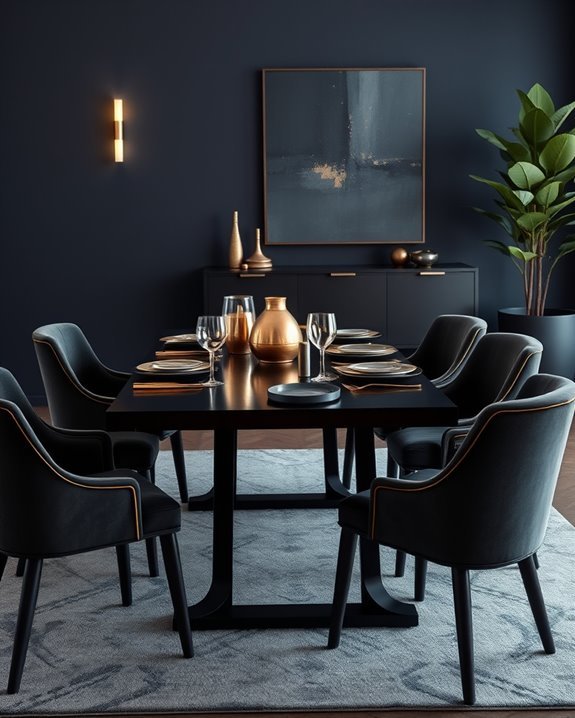 dark furniture metallic accents