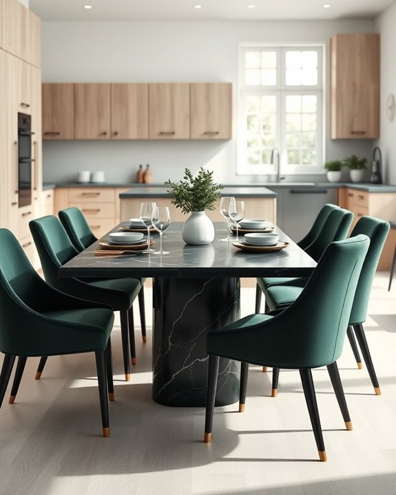 dark green dining aesthetics