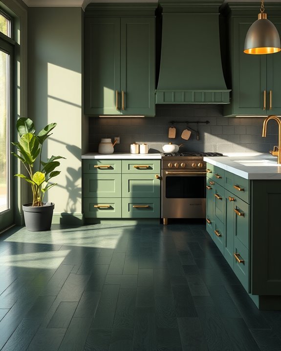 dark green kitchen flooring options