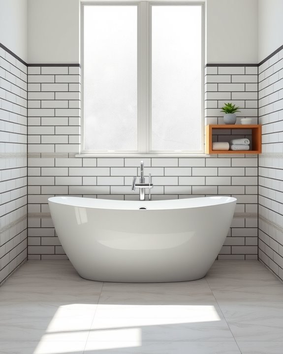 dark grout modern subway tiles