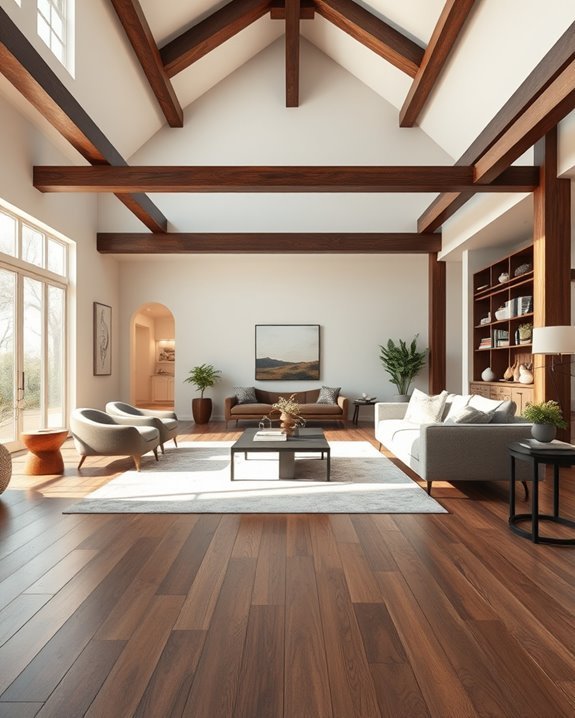 dark wood beams enhance spaces