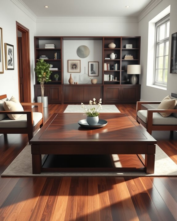 dark wood enhances small spaces