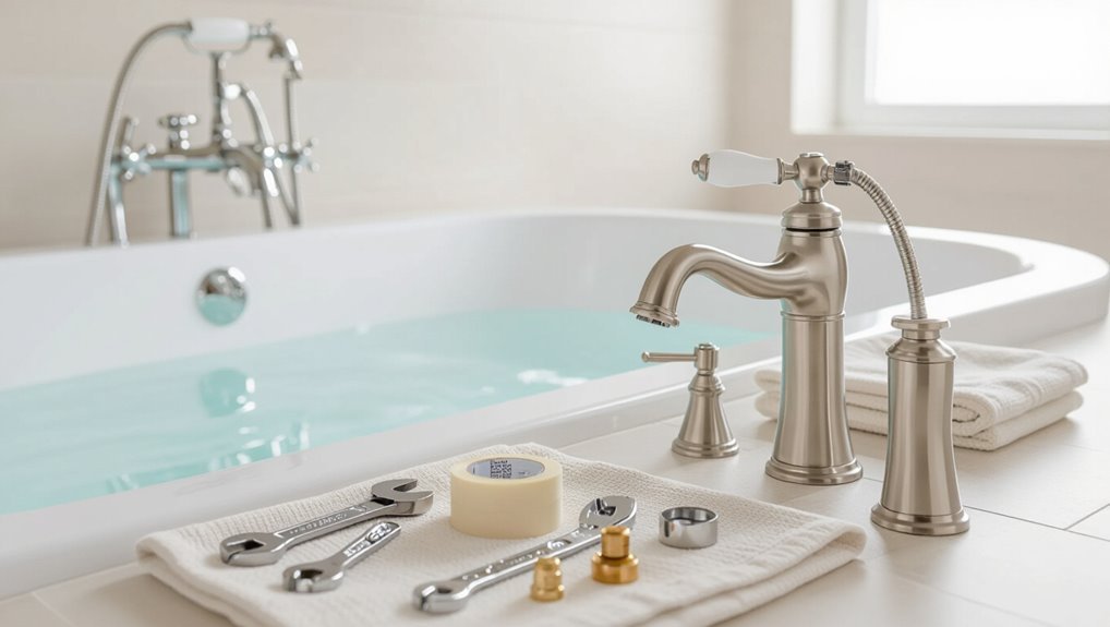 deck mounted tub faucet features