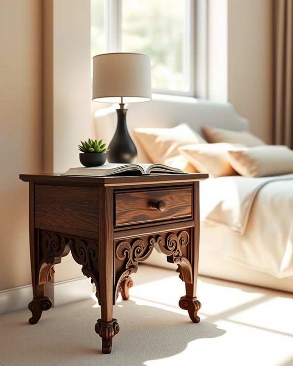 decorative legs enhance nightstands