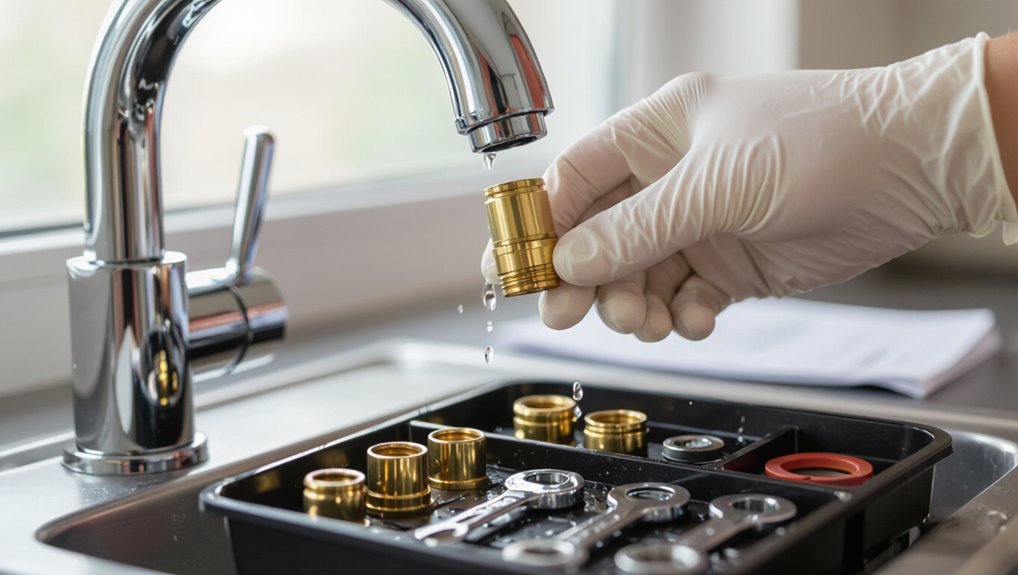 disassemble faucet for repairs