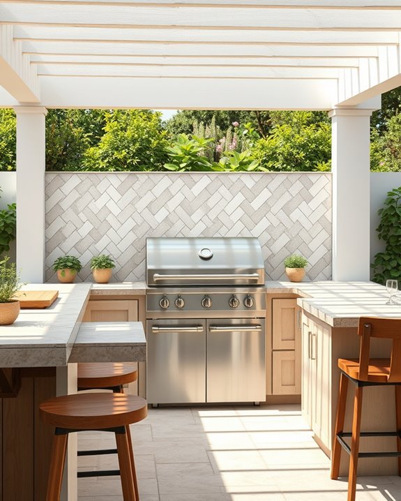 diy outdoor kitchen backsplash