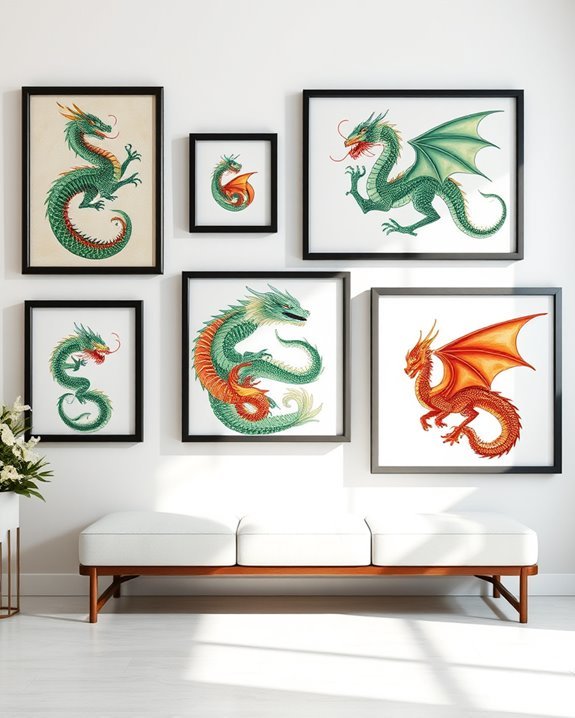 dragon themed framed art decor