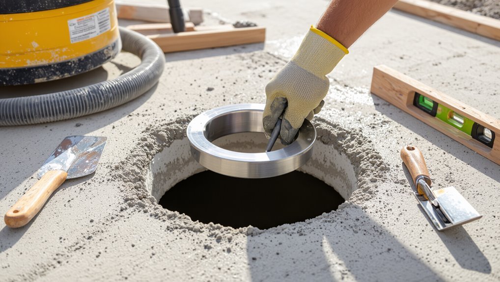 drain installation in concrete