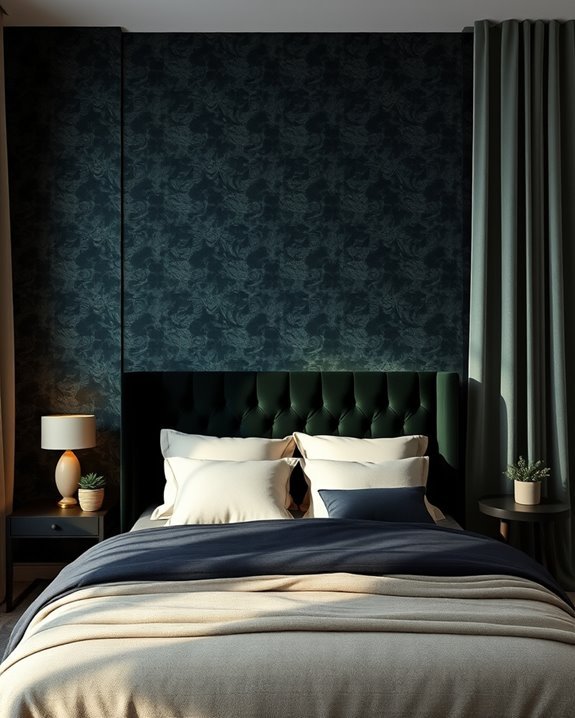 dramatic dark bedroom design