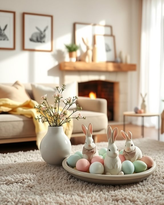 easter decor with bunnies