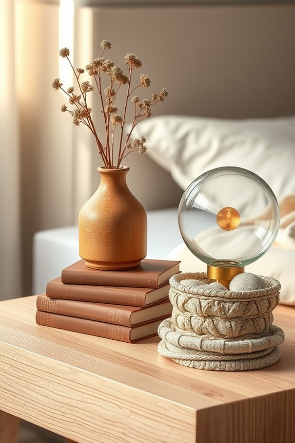 eclectic bedside table textures