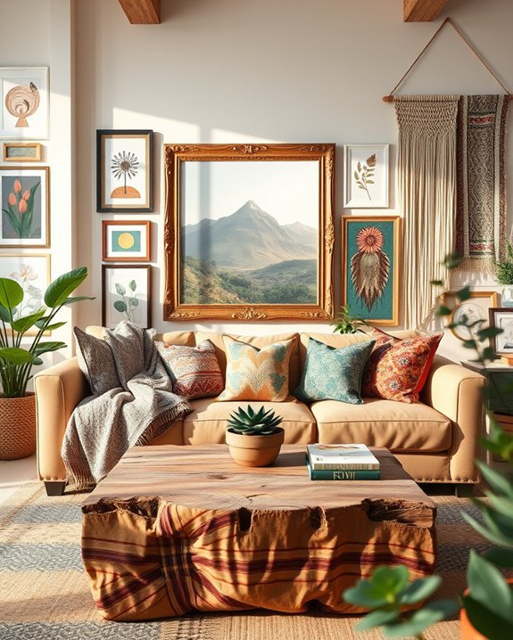 eclectic boho photo display
