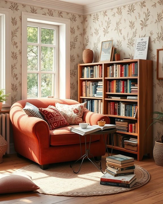 eclectic cozy reading corner