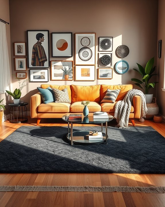 eclectic decor with dark carpets