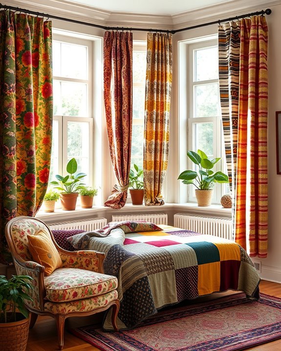 eclectic layered window treatments