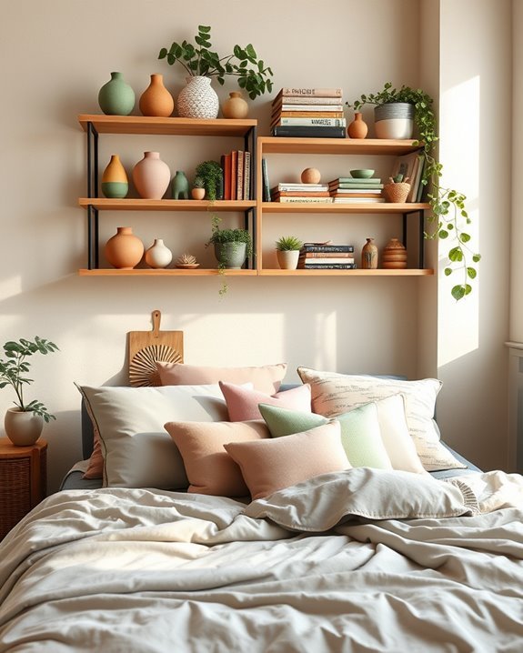 eclectic open shelving decor