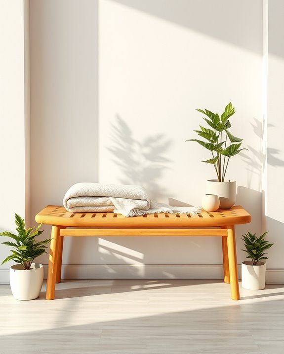 eco friendly bamboo entryway bench