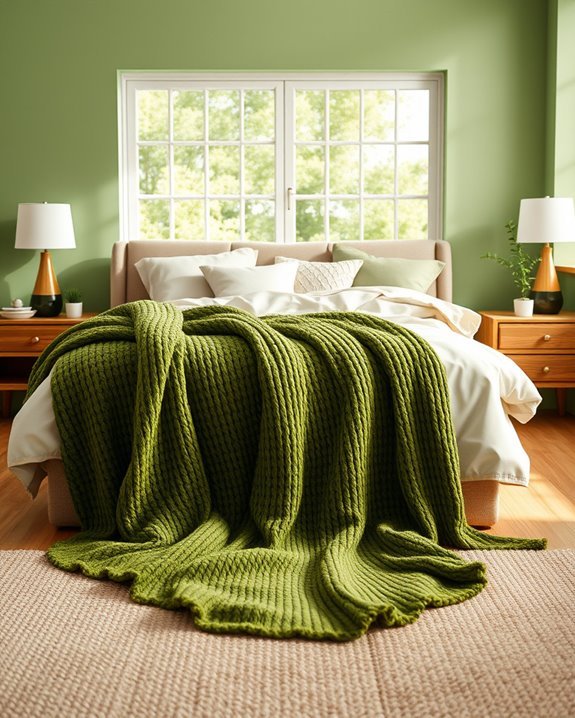 eco friendly green throw blankets