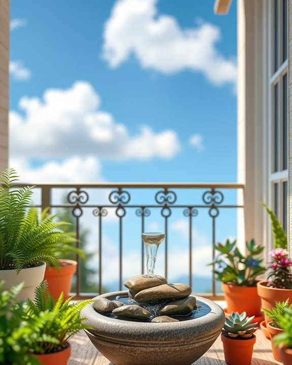 elegant balcony water feature