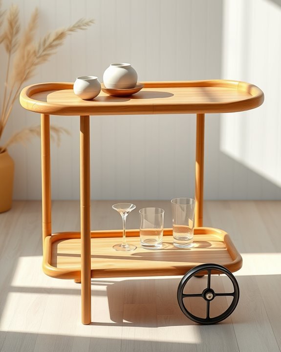 elegant bamboo serving cart