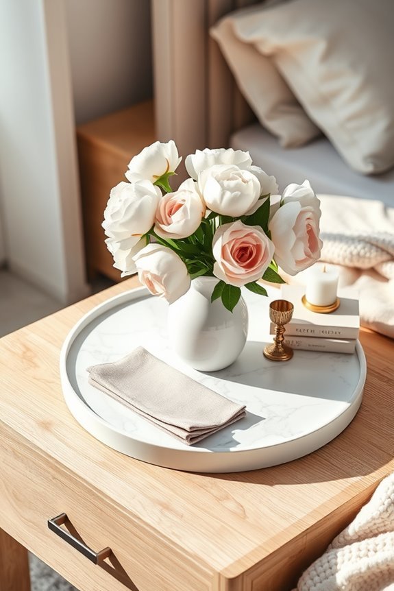 elegant bedside tray styling