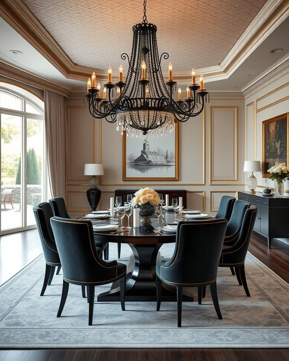 elegant black and gold chandelier